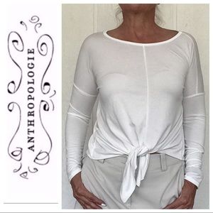 ANTHROPOLOGIE LAVENDER FIELDS WHITE TIE FRONT TOP NWOT SMALL